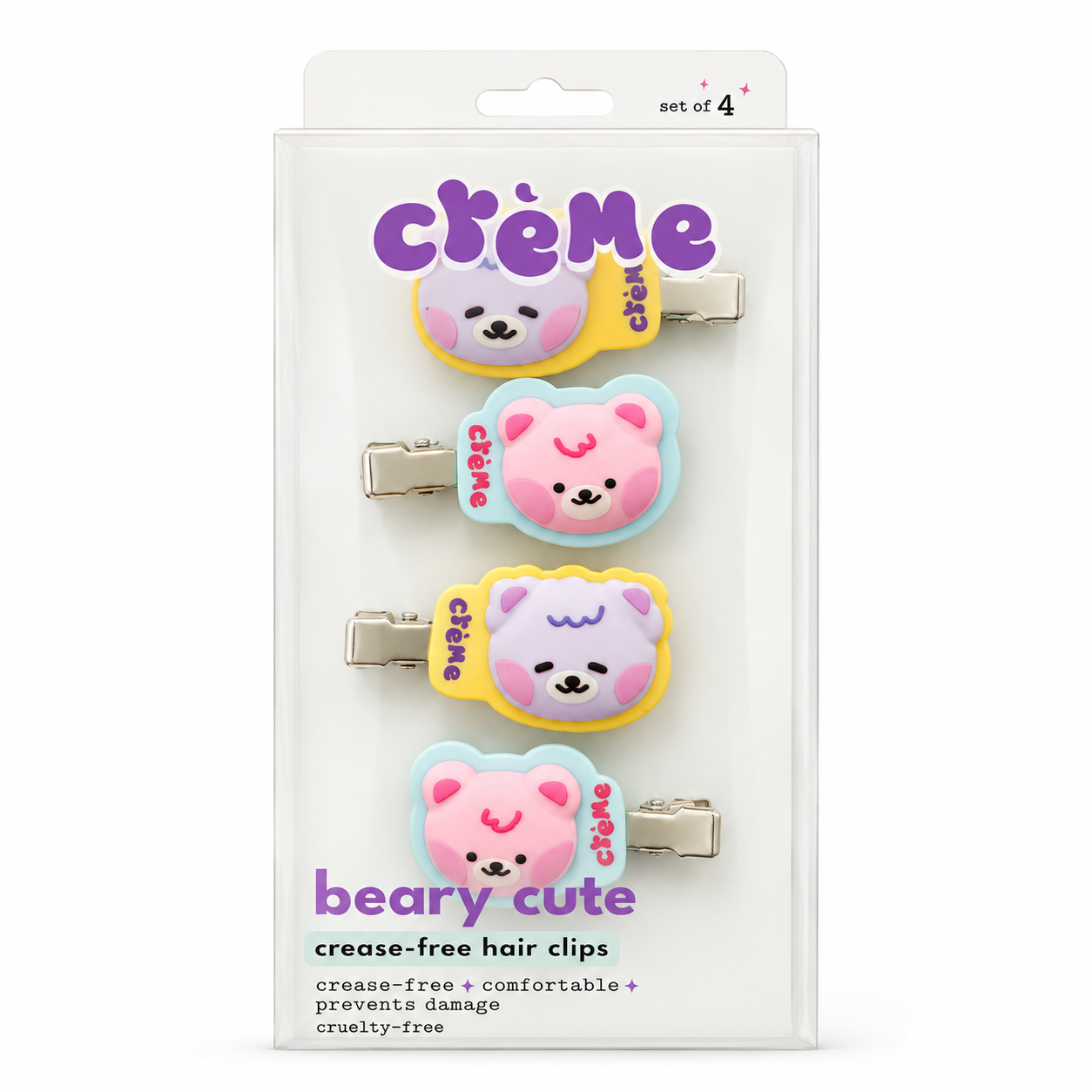 Beary Cute Crease-Free Hair Clips (Set of 4)